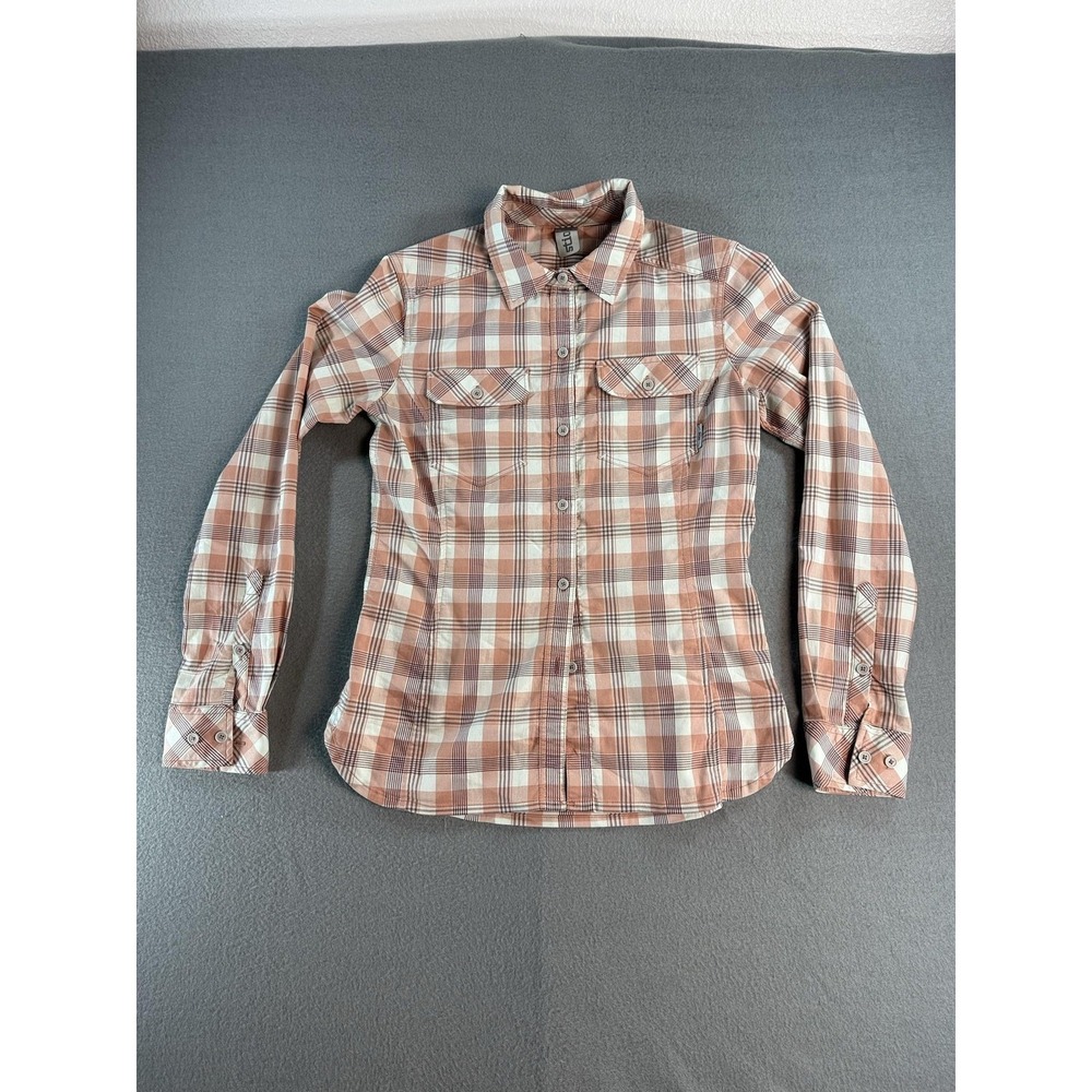 Stio Shirt Womens S Pink Plaid Button Up Long Sleeve Western Outdoor 1393S19